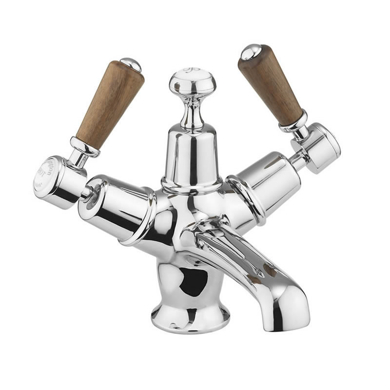Kensington Walnut Basin Mixer with Plug and Chain Waste